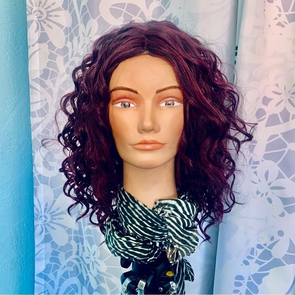 Miz Collection Plum Lace Part Synthetic Curly Wig Heat Friendly Size Average